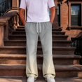 thumbnail image 2 of Men Elastic Drawstring Waist Gradient Sweatpants Wide Leg Loose Fit Soft Athletic Jogger Streetwear Trousers With Side Pockets 2XL, 2 of 8