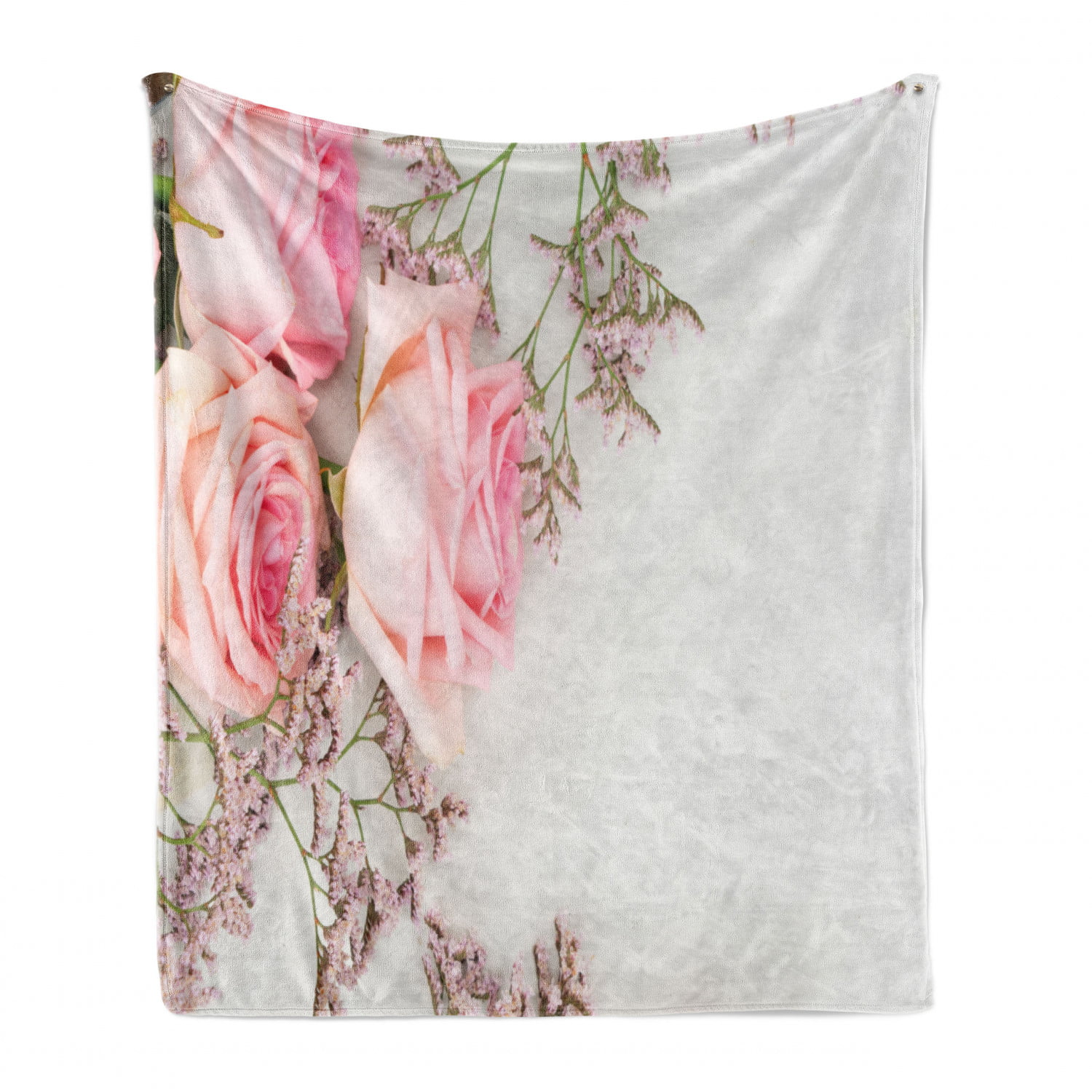 Overview Pattern of Romantic Roses Cozy Plush for Indoor and Outdoor Use Ambesonne Floral Soft Flannel Fleece Throw Blanket Mauve Seafoam 50 x 60 