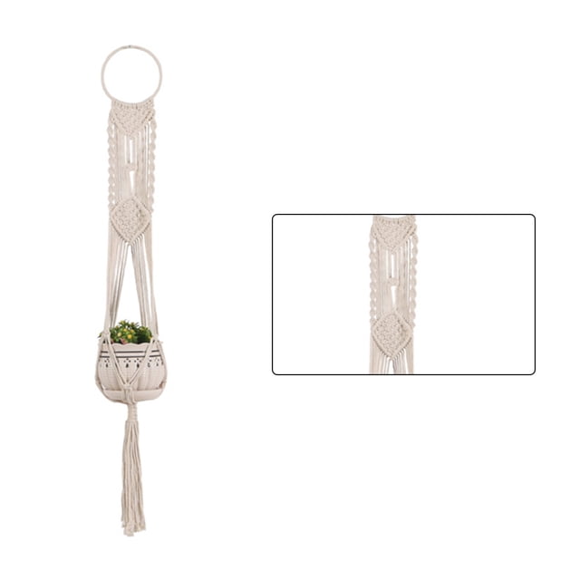 Yuarrent Cestas colgantes 100 hechas a mano, soporte para plantas, macramé, colgador de plantas, maceta para colgar en la pared interior, soporte para Jardín y Patio No.31 Yuarrent HA001777-31