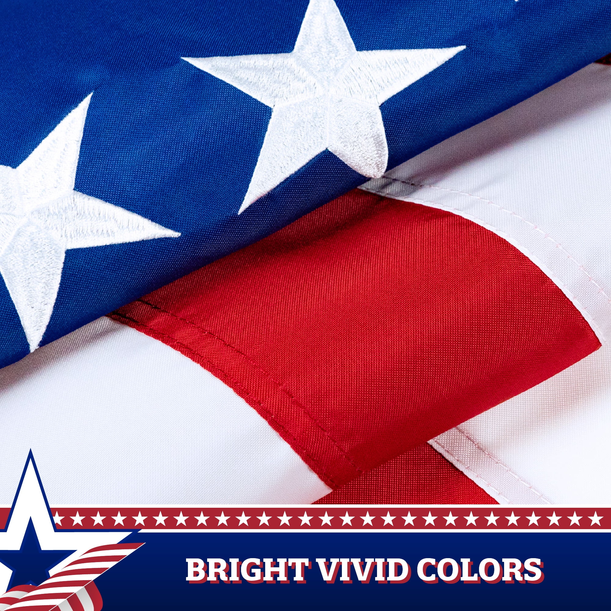 Betsy Ross American Patriotic Bunting & Flag Pulldown Embroidered Stars 20" x8' (1 Piece)