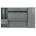 thumbnail image 3 of Generic Queen Size Murphy Bed Wall Bed with Closet , Drawers and Shelves,Gray, 3 of 9