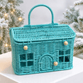 thumbnail image 6 of Vintage Woven House Basket with Door, Decorative Handwoven Storage Basket with Handle & Rustic Design, Multi-Purpose for Holiday Decor Home Storage Gift Organization（Blue）, 6 of 8