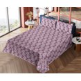 thumbnail image 4 of Ambesonne Palm Leaf Fitted & Flat Sheet with Sham 3 Pcs Set, Plum Tropic Leaves Exotic, Twin XL, Plum and White, 4 of 5