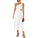 thumbnail image 1 of SAYOO vestidos largos acampanados para mujer 2022, verano sin mangas de un hombro fruncido Color sólido recorte de una pieza SAYOO casual, 1 of 6
