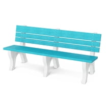 Wildridge Heritage 6' Park Bench, Aruba Blue and White - Outdoor All-Weather HDPE Furniture