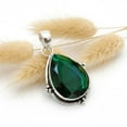 thumbnail image 2 of SATYAVIE JEWELLERY 925 Sterling Silver Chrome Quartz Pendant for Her – Silver Oxidized Finish Vintage handamde Jewelry – Pear Cut Green Gemstone Jewelry, 2 of 5