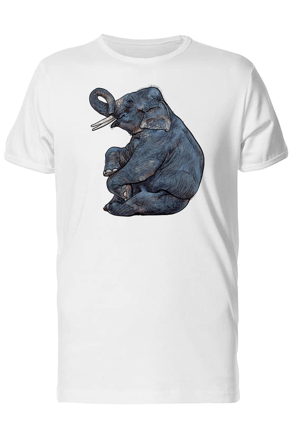 Mens Graphic Tee - Lovely Elephant, Cute Animal - Regular Fit 100% Cotton