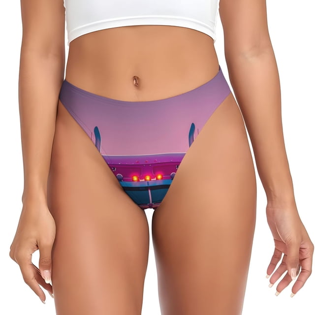 Fotbe Sunset Truck Highway Tanga Sin Costuras para Mujer con Estampado – Panties Invisibles, Transpirables y Cómodos para Uso Diario-X-Large