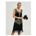 thumbnail image 4 of 1920s Vintage Dress Summer Fringe Beaded Great Gatsby Flapper Evening Dress Party Cocktail Prom,XL,Black, 4 of 6