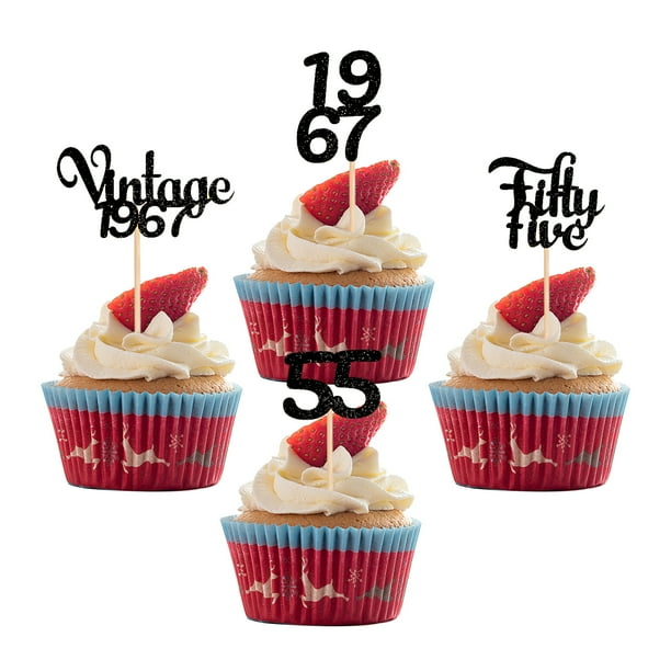 24 Pack Happy 70th Cupcake Toppers Glitter Eighteen Number 70 Cupcake