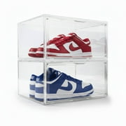 Kicks & Co XL Clear Plastic Shoe Storage Box, Stackable with Lids for Sneakers up to Size 13, 2 Pack