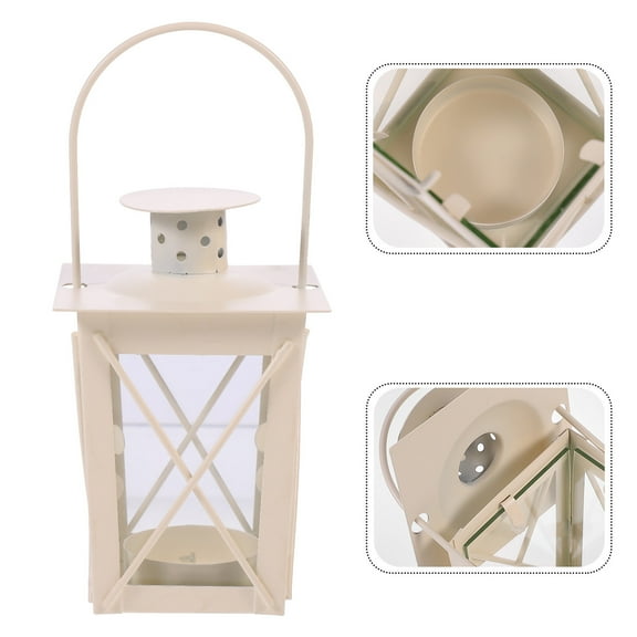 WHAMVOX  Vintage Wrought Iron Candle Wedding Big Holder Lantern White