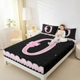 thumbnail image 4 of Manfei Kawaii Bow Queen Sheet Set,Pink Sequin,Letter O,4-Piece Cozy Decor, 4 of 7