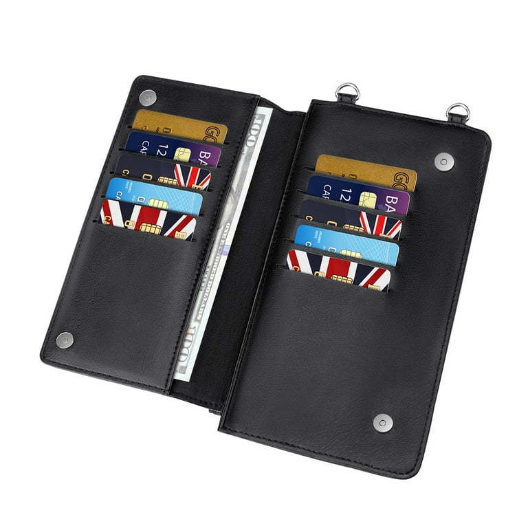 Bytech Leather Crossbody Cell Phone Case with Wallet for Universal Phones, Black Bytech Leather Crossbody Cell Phone Case with Wallet for Universal Phones, Black