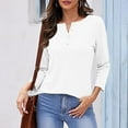 thumbnail image 2 of AherBiu 3/4 Sleeve Length Tops for Women Button Notch V Neck Comfy Basic T Shirts Casual Loose Blouse, 2 of 5