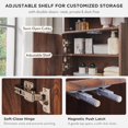 thumbnail image 3 of Modern Minimalist Bathroom Medicine Cabinet with Adjustable Shelf, Sliding Drawer and Magnetic Push Latch, Above Toilet Wall Mounted Hanging Storage Cabinet, Brown, 3 of 13