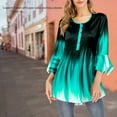 thumbnail image 2 of VONKY T-Shirt Dégradé Femme Décontracté Bouton Col Rond Manches à Volants Blouse Ample, 2 of 6