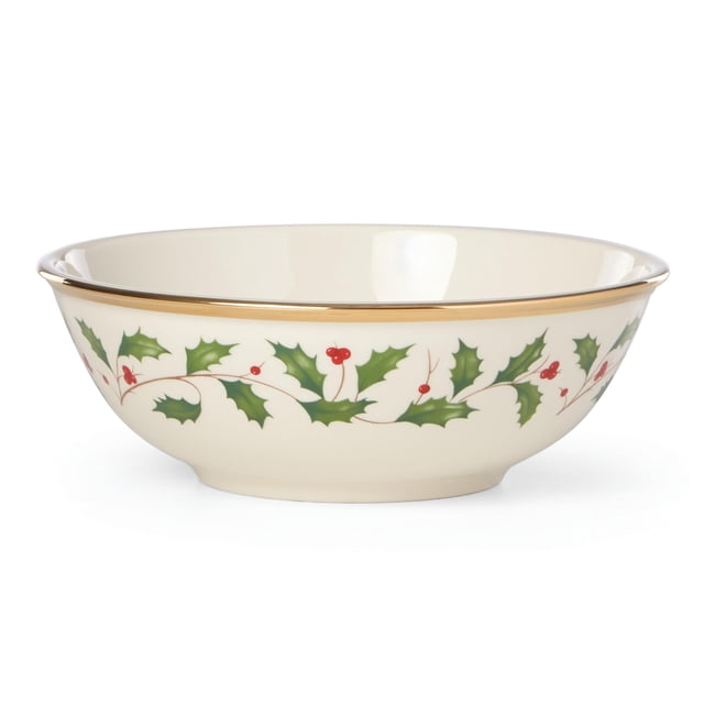 Cuenco navideño Lenox 883431, 470 ml, color marfil, China, ribete dorado