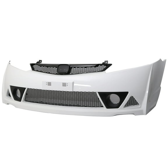 Ikon Motorsports Compatible with 06-11 Honda Civic MU RR Style Front Bumper Cover Painted Taffeta White