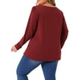 thumbnail image 4 of DARING DIVA Women's Plus Crew Neck T Shirt with Front Tucks 1X Burgundy, 4 of 7