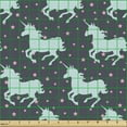 thumbnail image 2 of Ambesonne Cartoon Fabric by the Yard Upholstery, Unicorn Spot Stars, 1 Yard, Dark Blue and Pink, 2 of 5