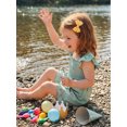 thumbnail image 4 of BemeyourBBs Toddler Baby Girls Smocked Rompers Summer One Piece Jumpsuits Clothes Solid Color Ruched Bowknot Front Fly Sleeve Infant Playsuit Ruffle Overalls Shorts, 4 of 9