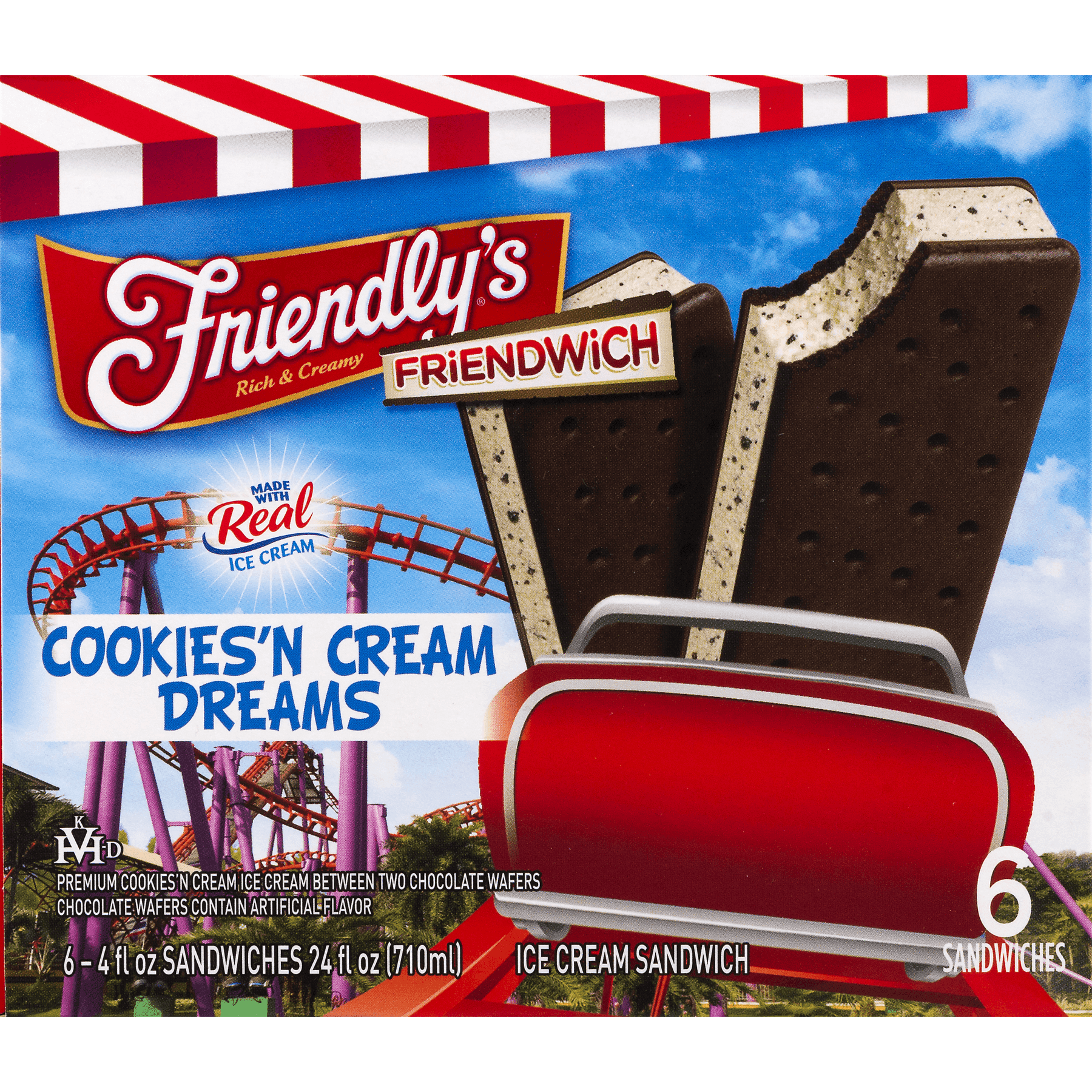 Friendly s Friendwich Cookies n Cream Dreams Ice Cream Sandwich 6