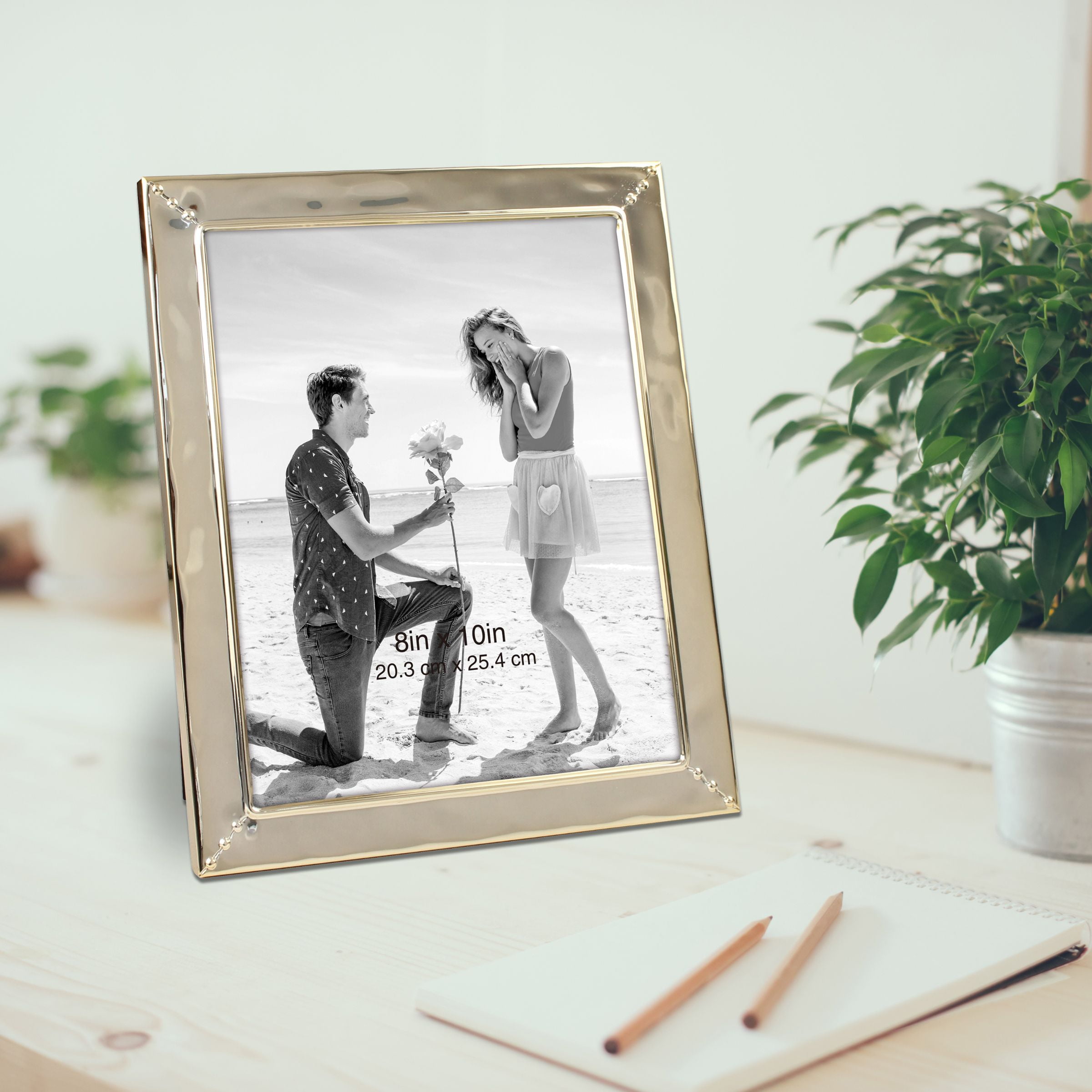 Better Homes & Gardens 8" x 10" Rectangle Metal Tabletop  Picture Frame, Gold