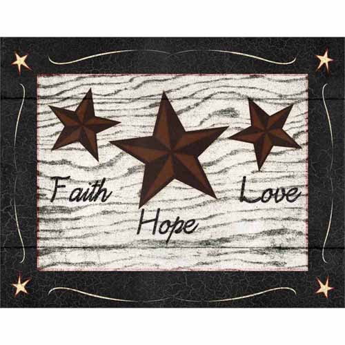FAITH HOPE LOVE star Country Primitive Wood inspirational wall decor sign 