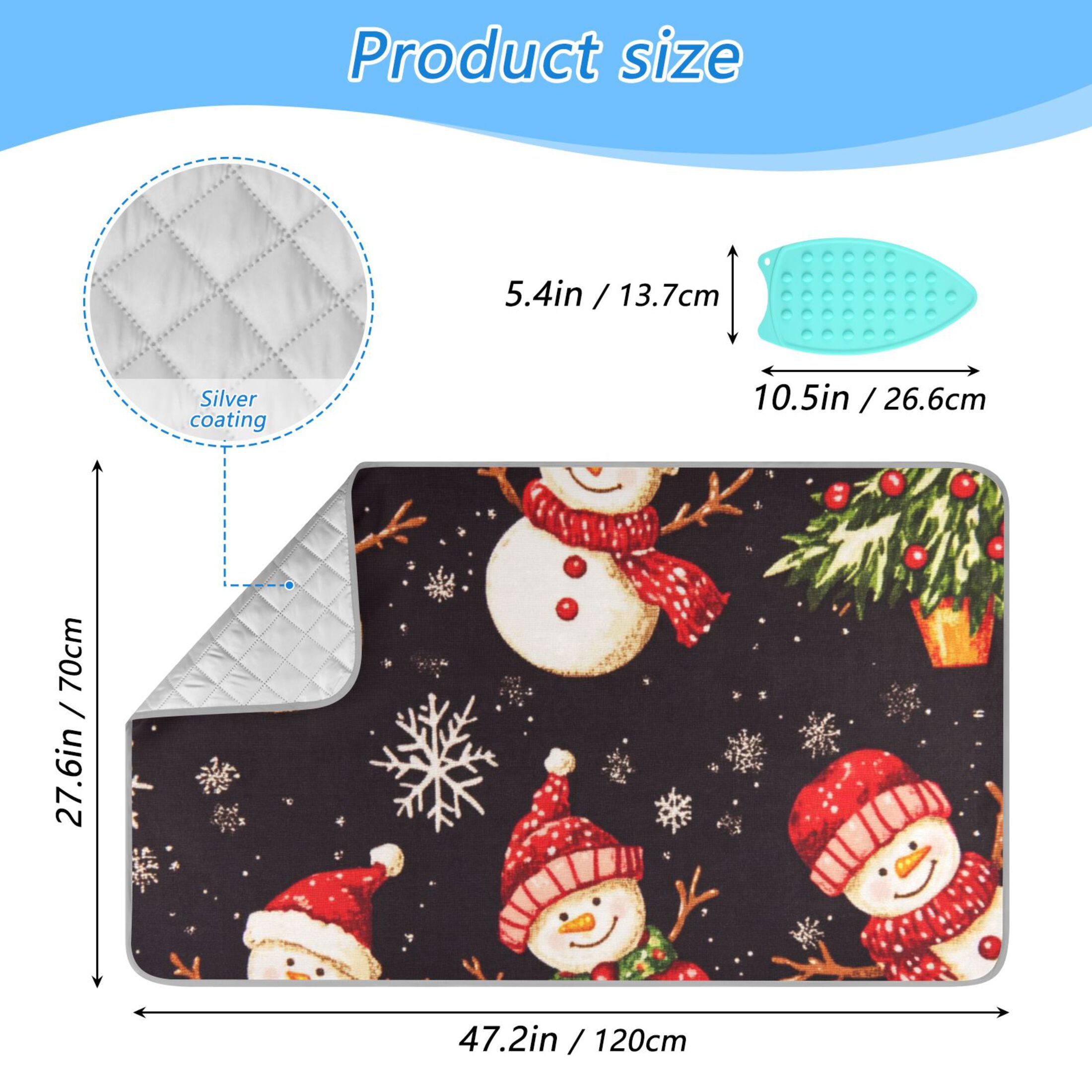 Christmas Snowman Ironing Mat Blanket for Table Top Travel Portable Ironing Board Pad 47.2x27.6 Inch