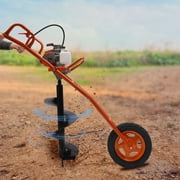 Aiqidi 63CC 2 Stroke Gas Powered Post Hole Digger 3HP Earth Auger Borer Wheelbarrow Fence Ground Drill Pit Digger Trolley with 11" Bit, Red