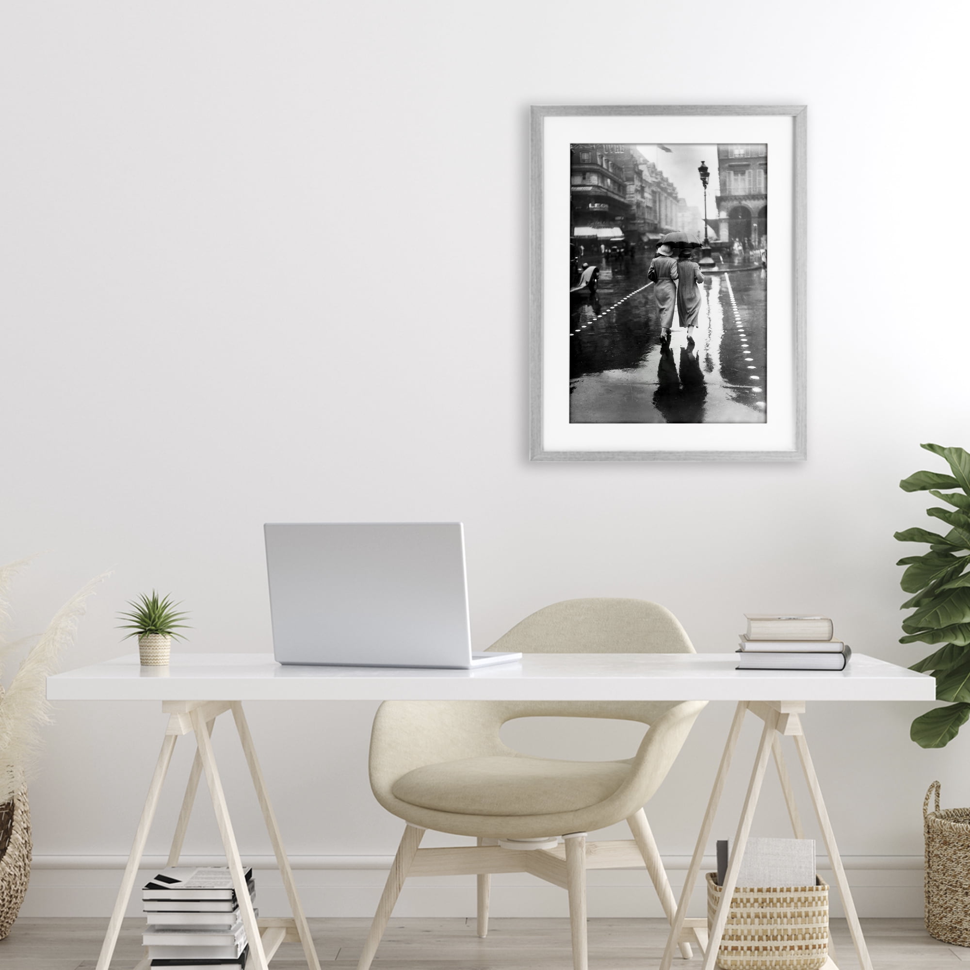 Stupell Industries Paris In The Rain Gray Framed Print Under Glass, design by Vintage Hustle