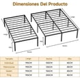 thumbnail image 2 of Base Cama Matrimonial Doble Metálico Marco con Espacio de Guardado Debajo, Fácil de Montar y Gran Capacidad de Carga, 2 of 4