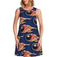 thumbnail image 1 of Xecao Robe de Jeu de Quilles et Flamme pour Femmes Robes d'Été Décontractées Robes de Plage Sans Manches Robe Évasée avec Poches, 1 of 7
