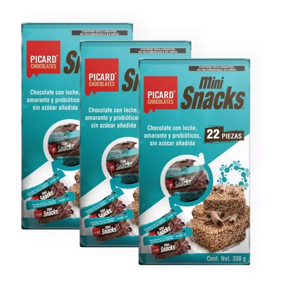 Mini Snacks De Amaranto Con Chocolate Sin Azúcar Picard 3 Pack De 330g c/u