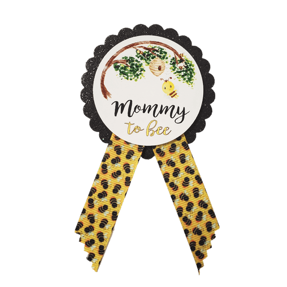 What will it Bee Honeycomb & Bee Baby Shower Pins for Mommy Gender Reveal Yellow and Black by Amy's Bubbling Boutique Inc