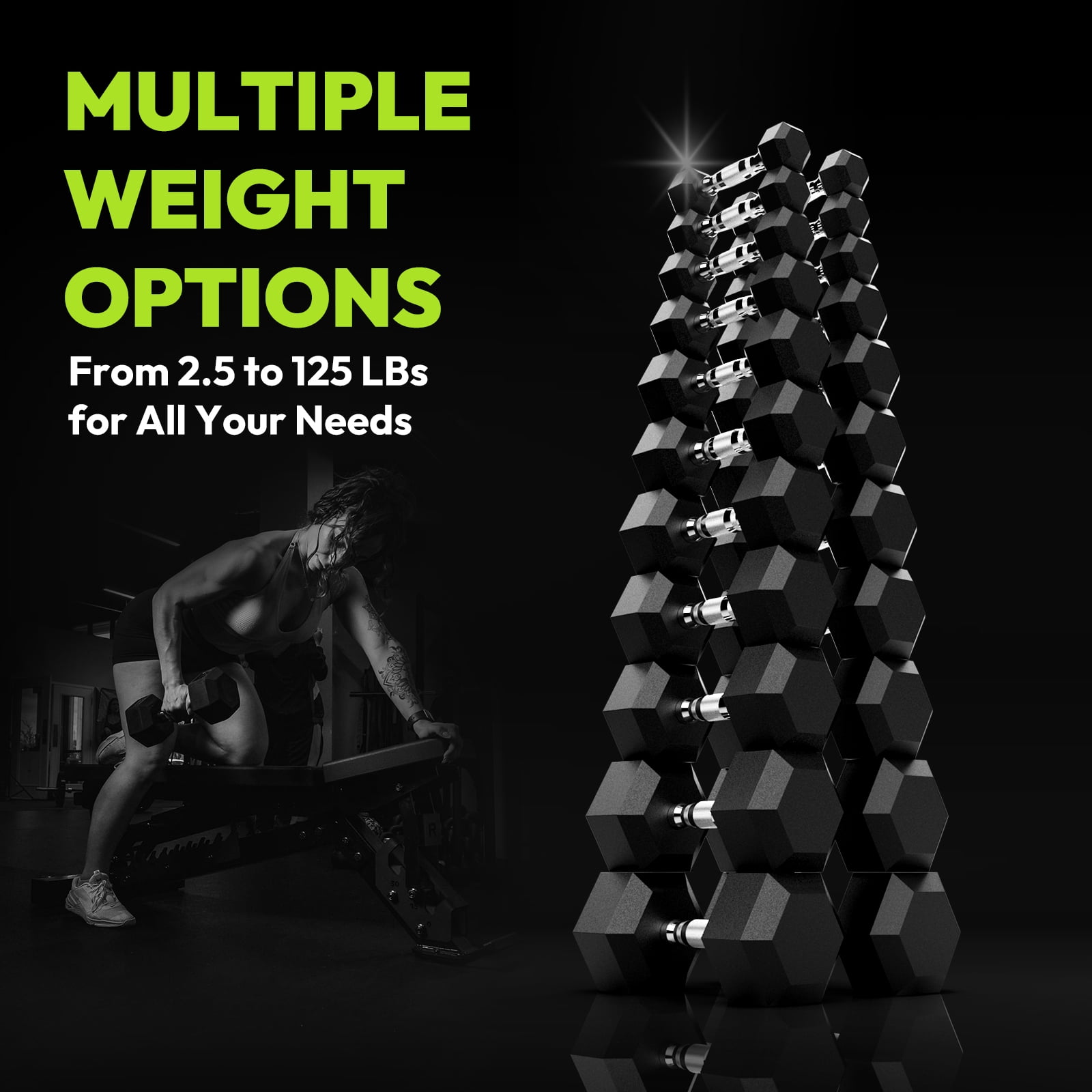 HANDBODE Hex Dumbbell Set 140 lb, 10/15/20/25 lb Dumbbells Set of 2, Space-Saving Design, Durable Rubber-Encased & Ergonomic Hand Weights for Home Gym, Strength Training and Fitness
