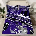 thumbnail image 2 of Manfei American Football Silhouette Full Size Sheets,Baltimore Bed Sheets,Purple Rugby Helmet Sheet Sets For Boys,Lightweight Room Decoration,4pcs, 2 of 7