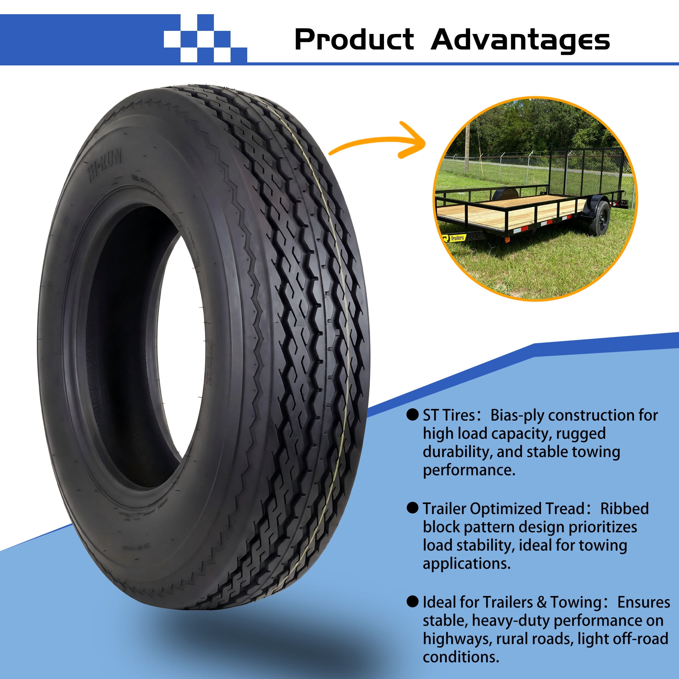 Hi-Run 2 Set SU02 5.30-12 4PR Boat Trailer Tire Fits 530-12