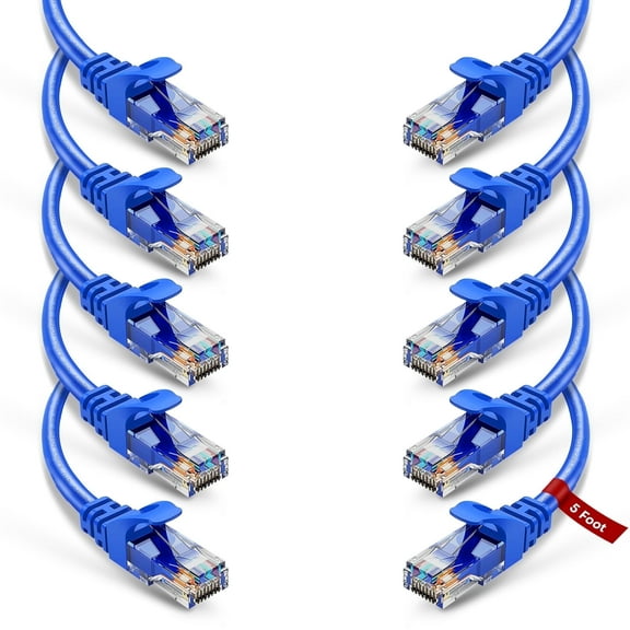 NewYork Cables 5ft Cat6 Ethernet Cable, Pure Copper RJ45 Patch Cord, UTP Network LAN, 24AWG, Blue, 10 Pack