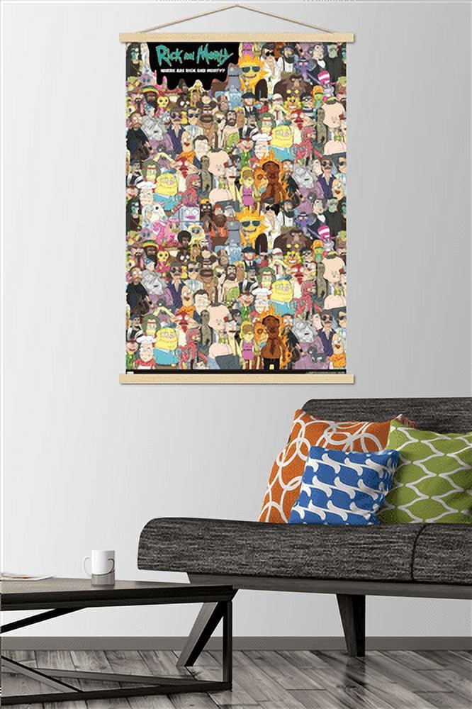 Rick And Morty - Where's Rick? Wall Poster with Magnetic Frame, 22.375" x 34"