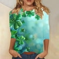 thumbnail image 1 of Xuyuer St. Patrick's Day Shamrock 3/4 Sleeve Tee - Ladies' Printed Round Neck 3/4 Sleeve Loose Top for Irish Festival Parades, Pub Celebration Outfits, and Themed Lucky Charm Casual Streetwear, 1 of 5