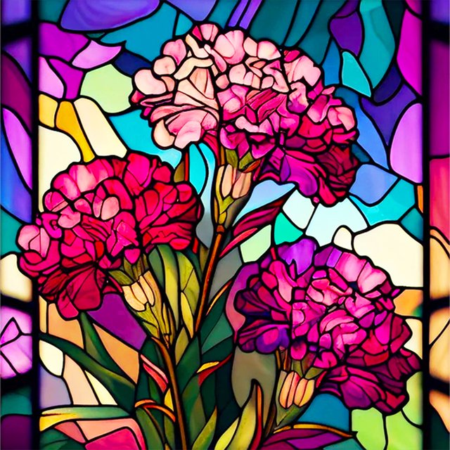 Pintura de diamante 5D DIY Taladro redondo completo Vidrieras Celosia Cristata Home Art