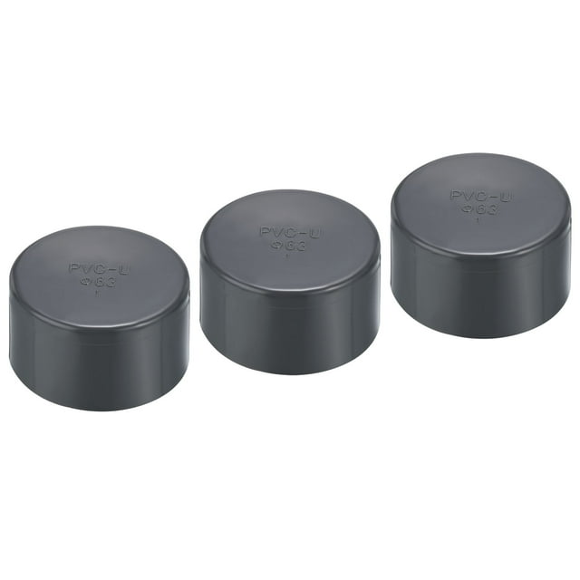 Tapa de extremo de tubo UPVC Uxcell de 2", 3 paquetes, acoplamiento de grado de muebles en gris