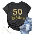 thumbnail image 5 of Razzly Stylish Women's T-Shirts 50th Birthday for Women Short Sleeve Graphic Tee for Celebrating 50 Years Old Birthday Parties(Dark Gray,S), 5 of 6