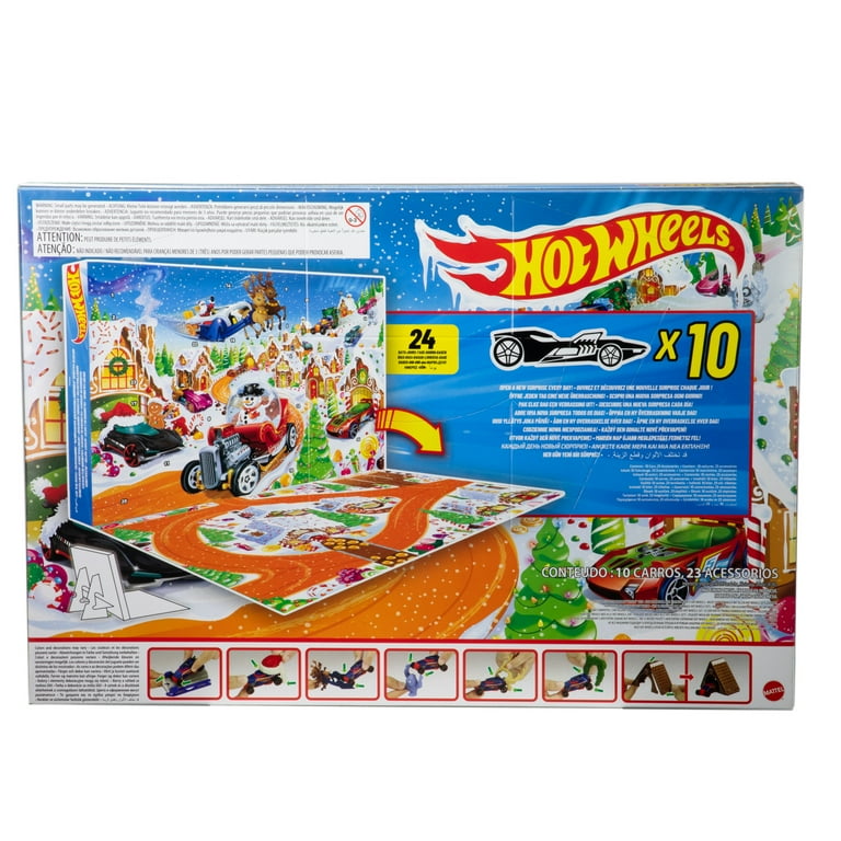 Hot Wheels 2025 Advent Calendar with 10 Toy Vehicles in 1:64 Scale