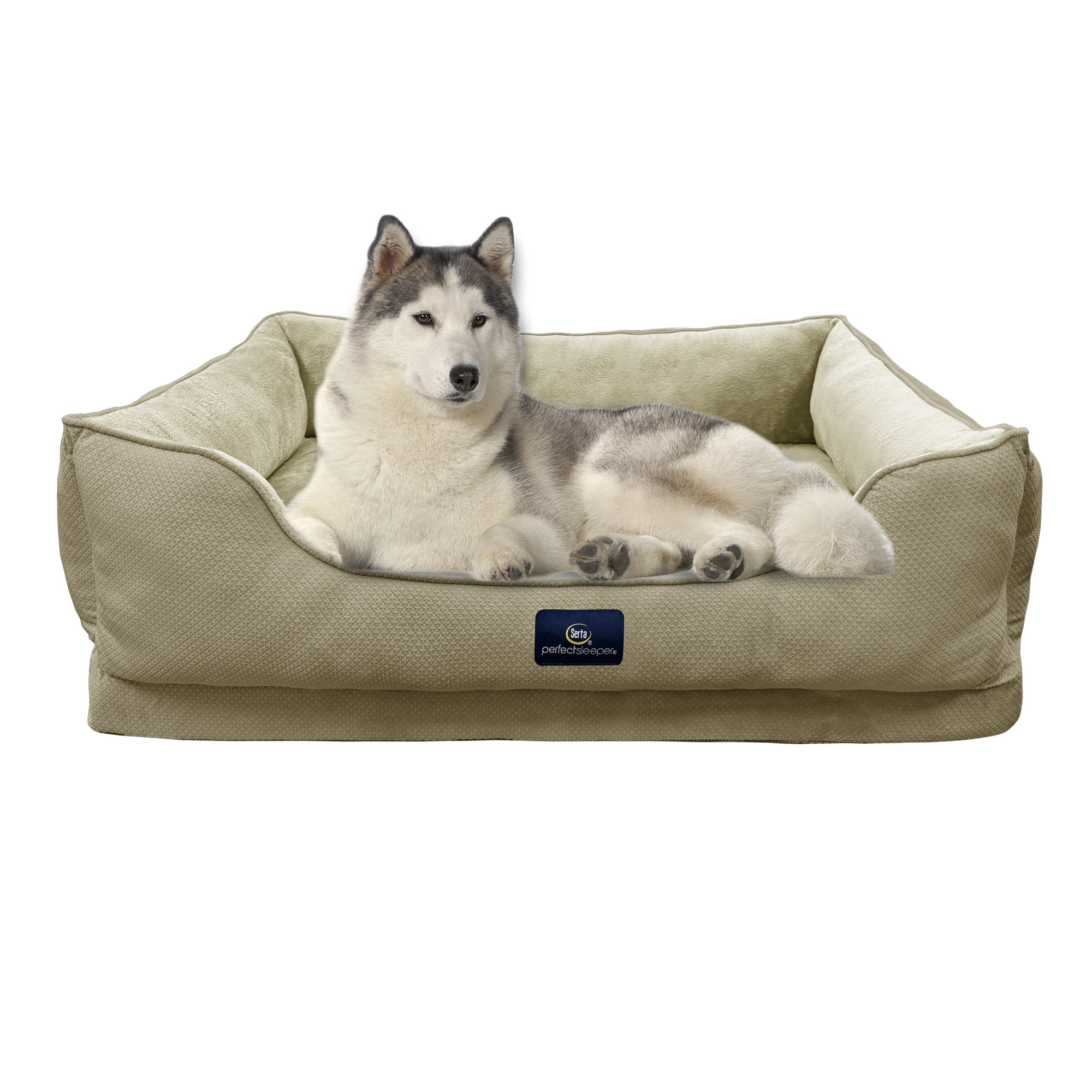 Serta Cuddler Bolster Cat & Dog Bed, Tan, Extra Large