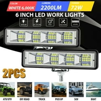 YouLoveIt 2x LED Work Lights 6inch 72W LED Work Light Bar Flood Lamp Driving Fog Offroad Truck