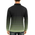 thumbnail image 4 of GuangCheng George Mens Long Sleeve Striped Shirts Ombre Horizontal Stripes Classic Collar Button Placket Soft Comfort Blouses,Green,M, 4 of 7