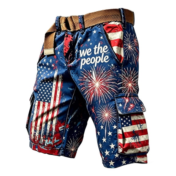 WERYOUNG Patriotic Graphic Cargo Shorts For Man Fourth Of July Celebration Workwear Casual Shorts Outdoor Sport Soft Bottom